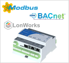 Devices supporting Modbus, BACnet, LonWorks, TCP/IP protocols